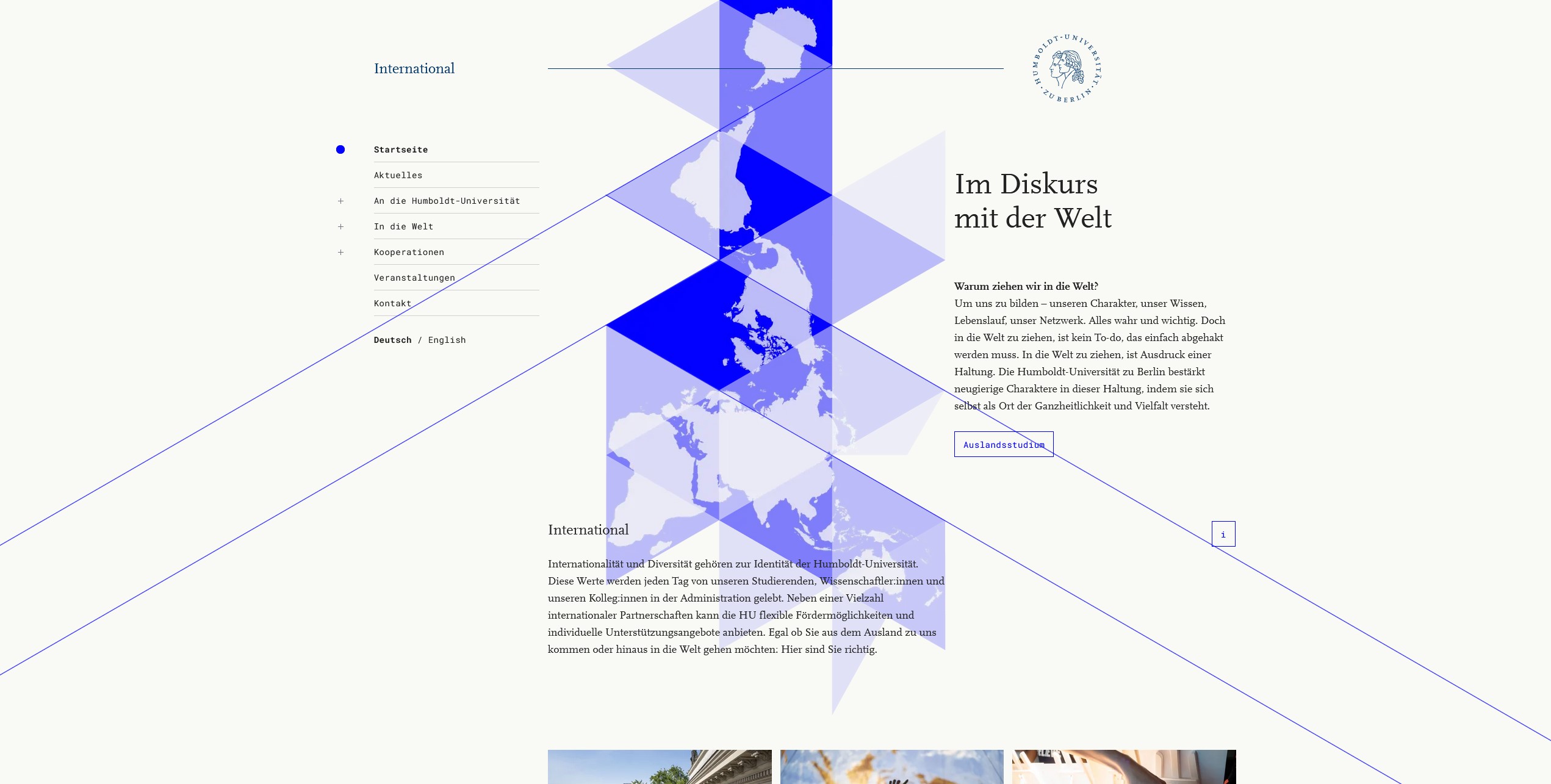 A classy but clean website with a blue buckminster fuller map
