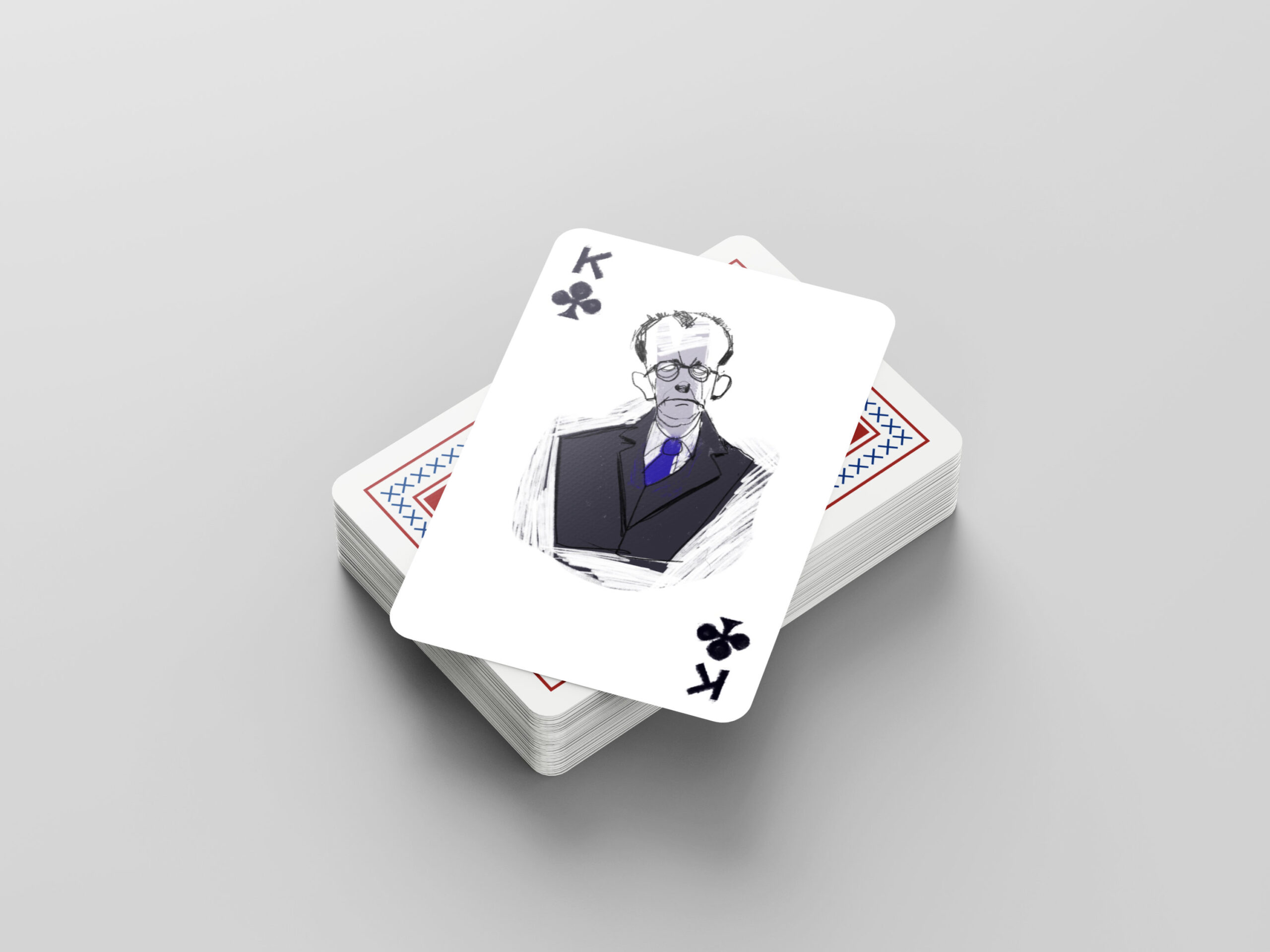 playing card with the illustration of an old polititian